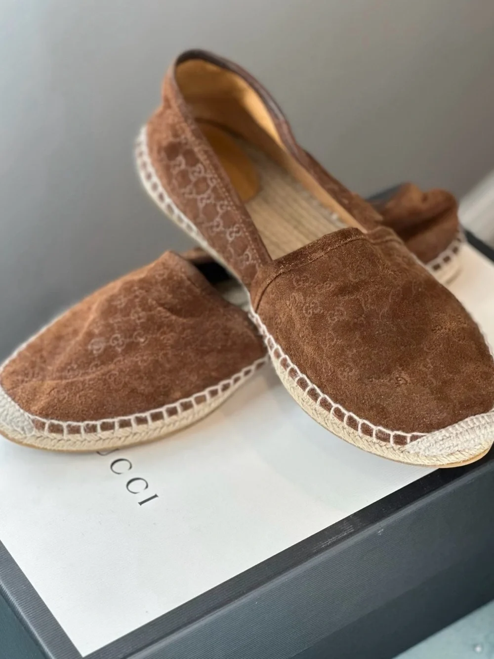 Gucci Brown Suede GG Espadrilles